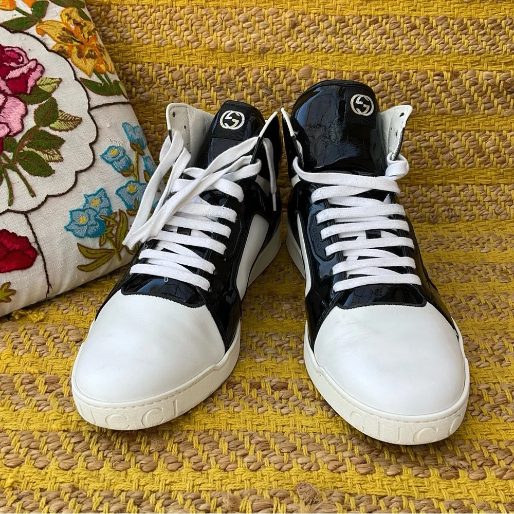 Men’s Gucci Rebound Snake B&W High Top Sneakers 15 AUTHENTIC